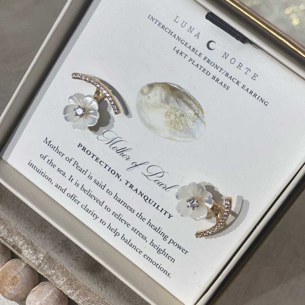 ⚡️Luna Norte Mother of Pearl Earrings - Picture 2 of 3
